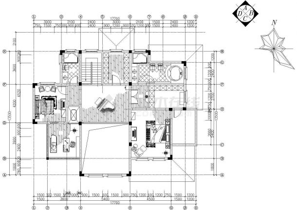 某大型整套欧式别墅设计CAD图纸-图二