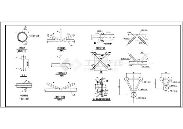 某工程钢管桁架设计cad结构施工详图（含设计说明）-图二