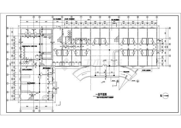 3200平米左右3+1层框架结构商务酒店建筑设计CAD图纸-图一