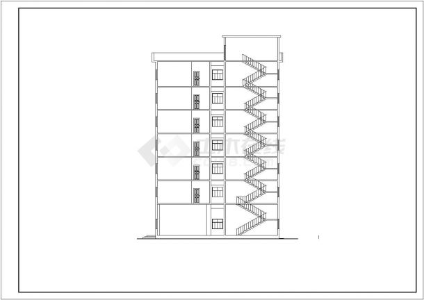 济南市某临街5800平米五层框混结构连锁酒店建筑设计CAD图纸-图二
