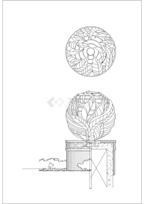  CAD construction details of flower sculpture design of a leisure square - Figure 2