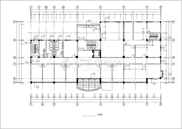 某多层办公楼CAD框架结构设计施工图-图二