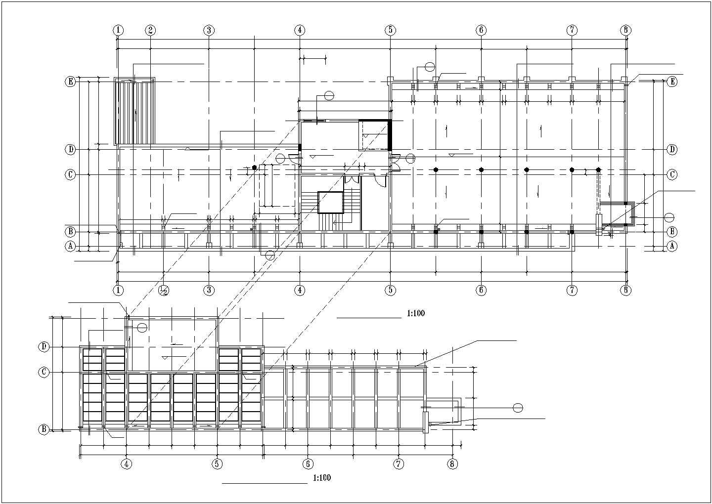 某多层办公楼CAD框架结构设计施工图