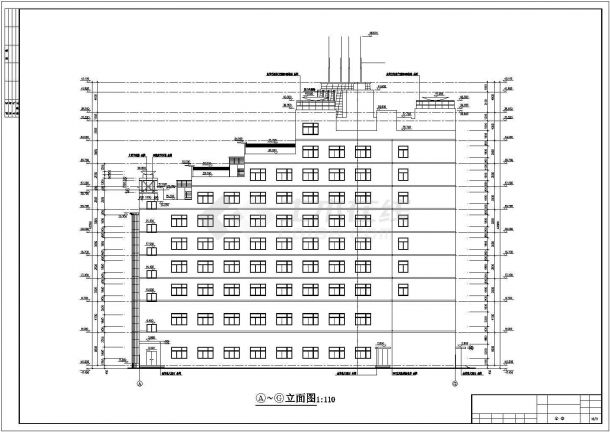 西安市某商业街1.3万平米9层框架结构商务酒店全套建筑设计CAD图纸-图二