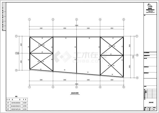 某公司单层钢结构车间设计cad全套结构施工图（标注详细）-图一