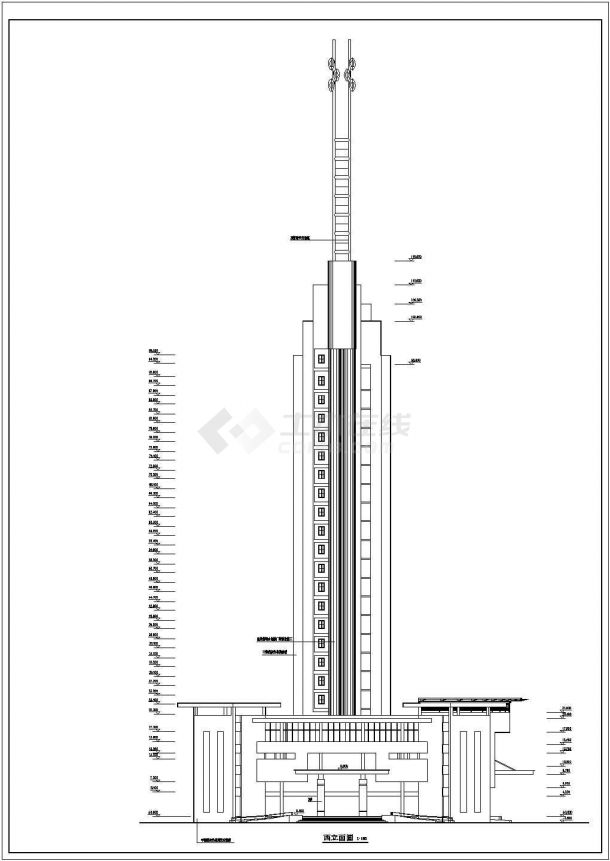 南京市某商圈2.2万平米24层框架结构四星级大酒店建筑设计CAD图纸-图二