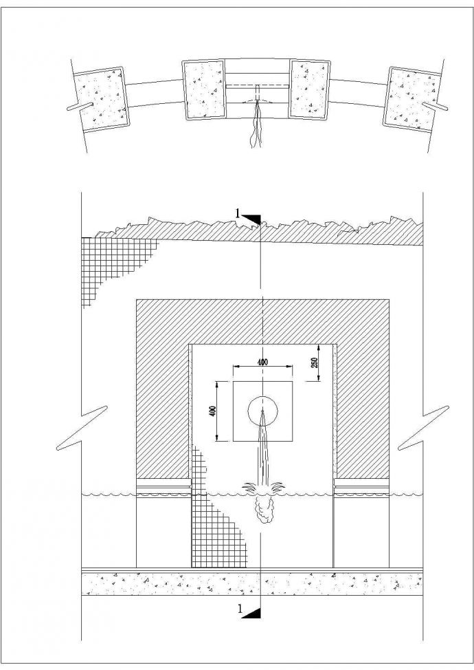 某城市园林广场跌水池设计cad施工详图_图1