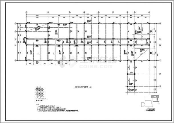 4层坡面住宅全套建筑框架结构设计CAD图-图二