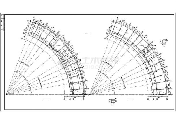 某弧形办公楼框架结构设计施工图-图一