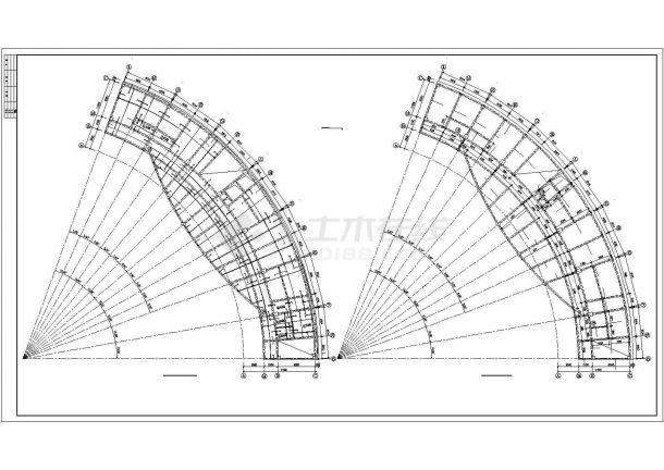 某弧形办公楼框架结构设计施工图-图二