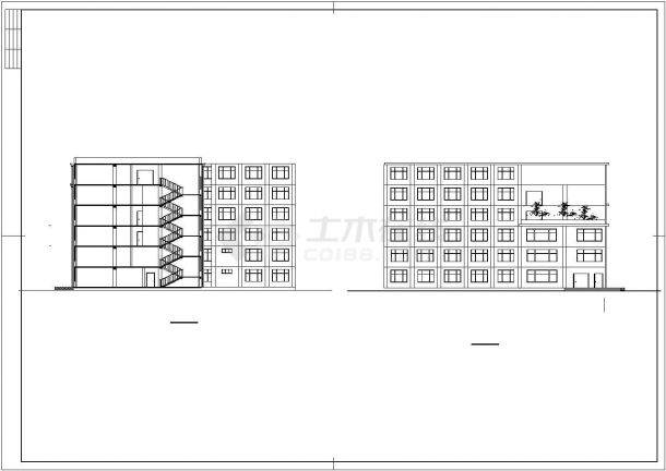 苏州市某商业街7500平米6层混合结构连锁旅馆平立剖面计CAD图纸-图二