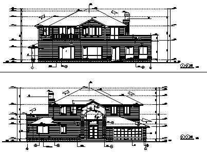别墅设计_某二层斜屋面与平屋面农村别墅建筑施工cad图纸_图1