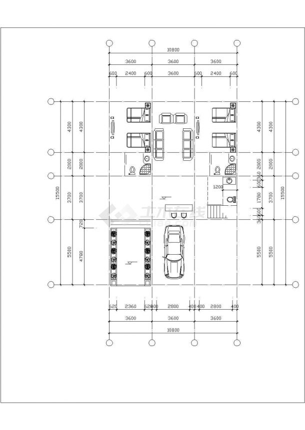 大理市某度假村占地174平米4层框架结构连锁旅馆建筑设计CAD图纸-图二