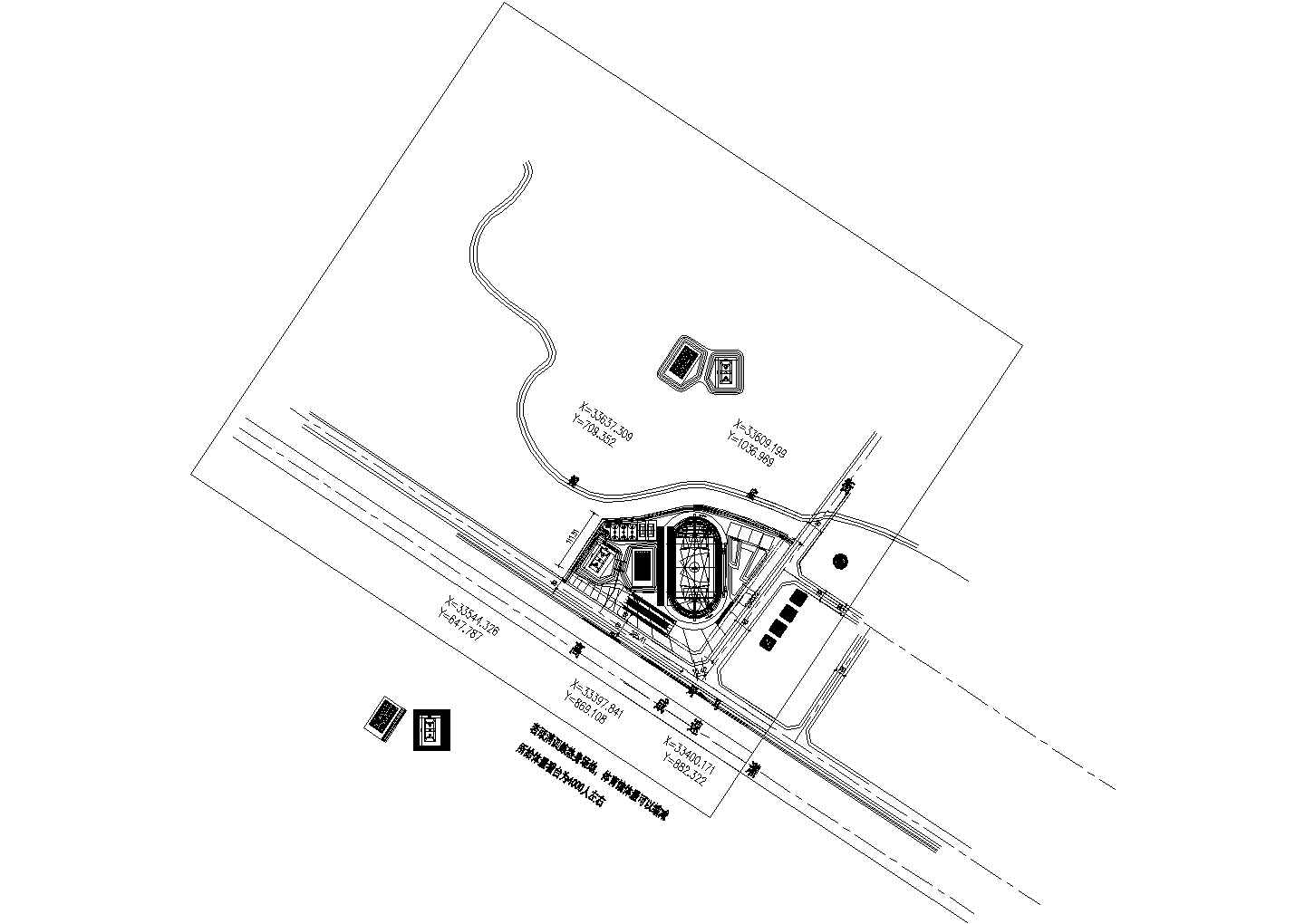 某郫县文化中心体育中心CAD建筑设计施工图