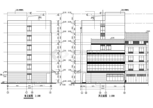 潮州市某商业街3000平米6层框架结构商务酒店建筑设计CAD图纸-图一