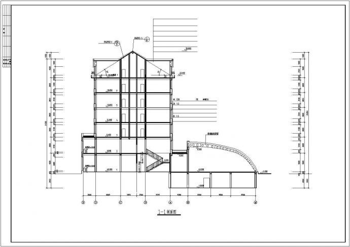 1.6万平米6层框架结构三星级酒店建筑设计CAD图纸（含阁楼层）_图1