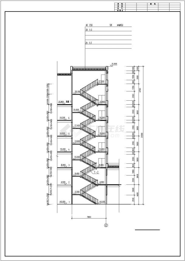 1.6万平米6层框架结构三星级酒店建筑设计CAD图纸（含阁楼层）-图二
