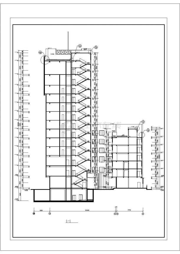 厦门市某商业街1.1万平米13层框剪结构商务酒店建筑设计CAD图纸-图二
