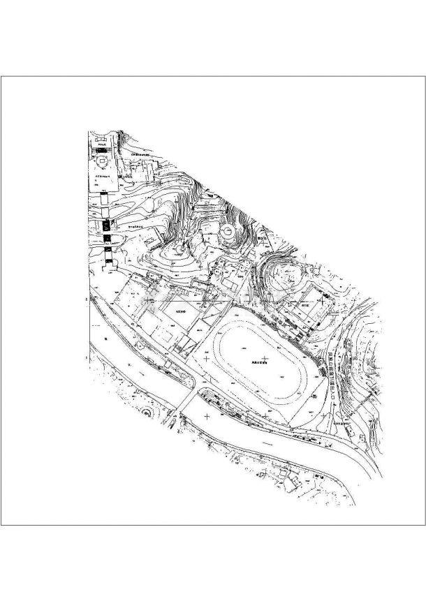 某遵义凤凰山广场CAD景观设计全套施工图地形图-图一