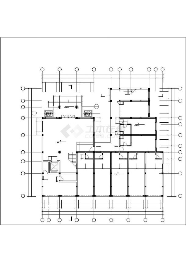 哈尔滨某商业街3500平米左右八层框架结构商务酒店建筑设计CAD图纸-图一