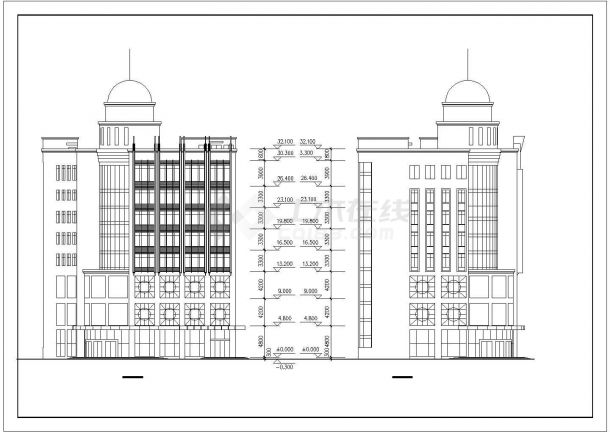 5200平米左右8层框架结构三星级酒店平立面设计CAD图纸-图二