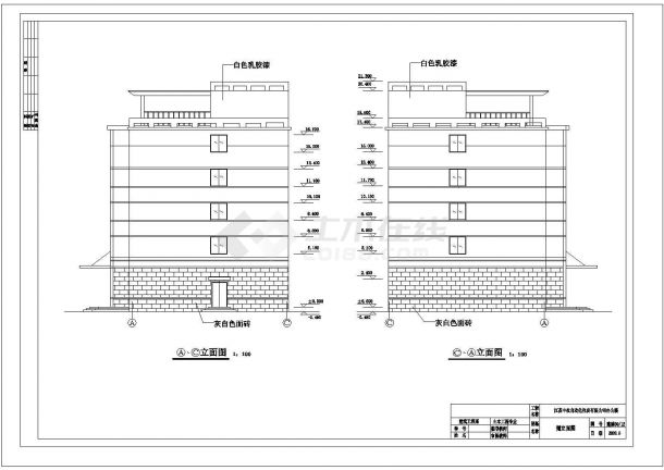 宿迁市某工厂3100平米局部五层框架结构办公楼建筑结构设计CAD图纸-图一