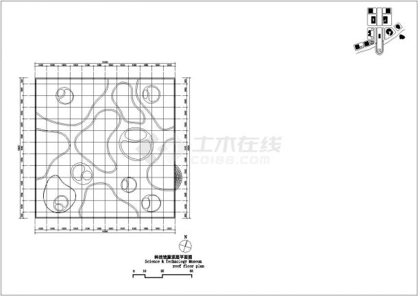 某安徽省重大文化科技馆CAD室内装修设计平面剖面-图二