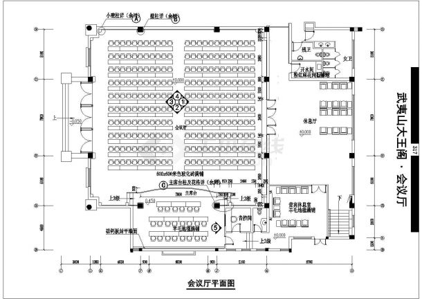 某永春会堂观众厅CAD建筑设计图纸-图二