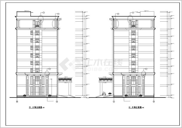 8500平米左右10层框混结构商务酒店平立剖面设计CAD图纸-图二