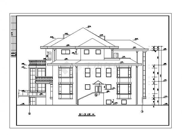 1000平方米3层框架砖混花园豪华别墅全套施工cad图纸-图二