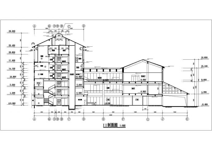 南京市某街道1.2万平米四层框混结构商务酒店建筑设计CAD图纸_图1