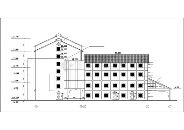南京市某街道1.2万平米四层框混结构商务酒店建筑设计CAD图纸-图二
