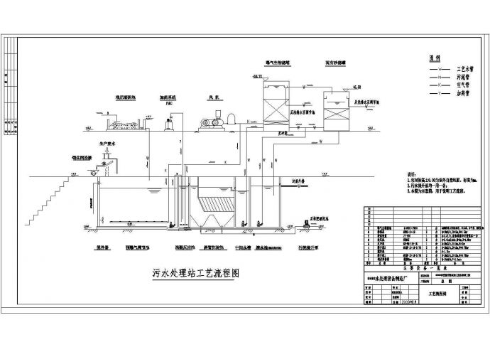 某粉丝加工厂废水处理设计cad工艺流程图_图1