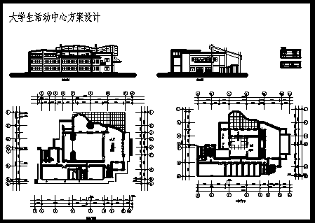 南京某大学活动中心大楼建筑设计施工cad图纸-图二
