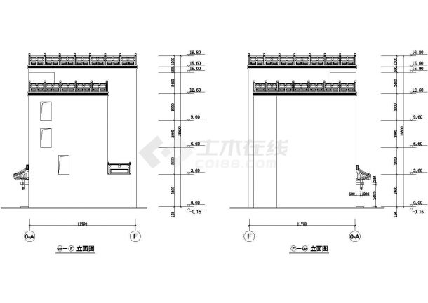 1400平米左右4层框架结构假日酒店全套建筑+结构CAD设计图纸-图二