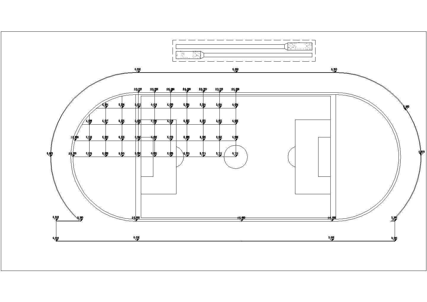 金华市某实验中学400米塑胶操场全套施工设计CAD图纸