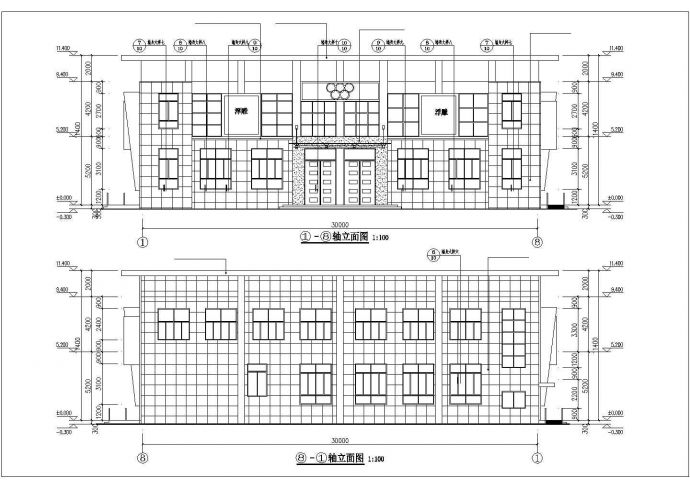 某大学1900平米2层钢框架结构体艺训练馆全套建筑CAD设计图纸_图1