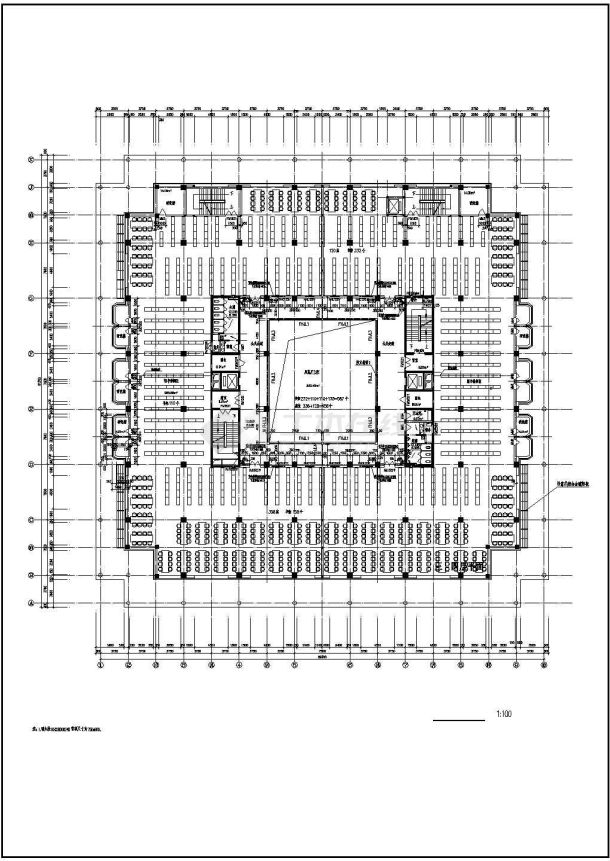 某长60.55米 宽60.55米 七层师范学院图书馆CAD建筑设计图-图二