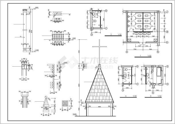 某基督教会CAD设计全套建筑图-图一