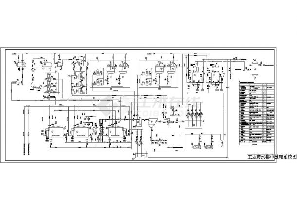 某电厂工业废水处理工程设计cad工艺施工图纸-图一