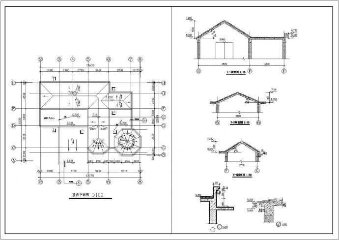 某框架结构二层欧式别墅设计cad全套建施图纸（含设计说明）_图1