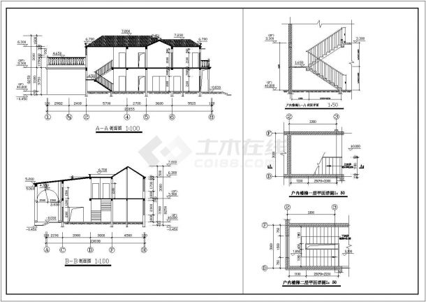 某框架结构二层欧式别墅设计cad全套建施图纸（含设计说明）-图二