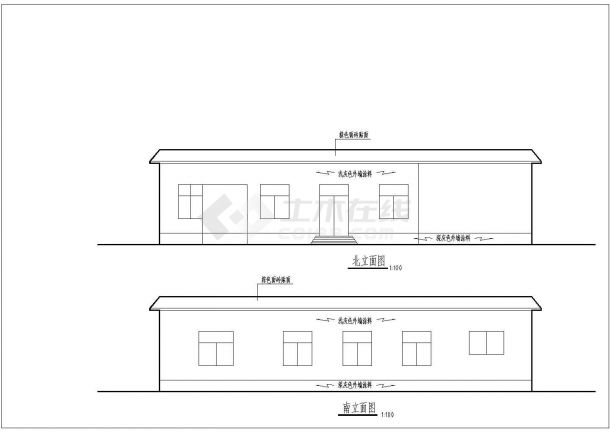 芜湖市某垃圾填埋场850平米3层砖混结构办公楼建筑设计CAD图纸-图一