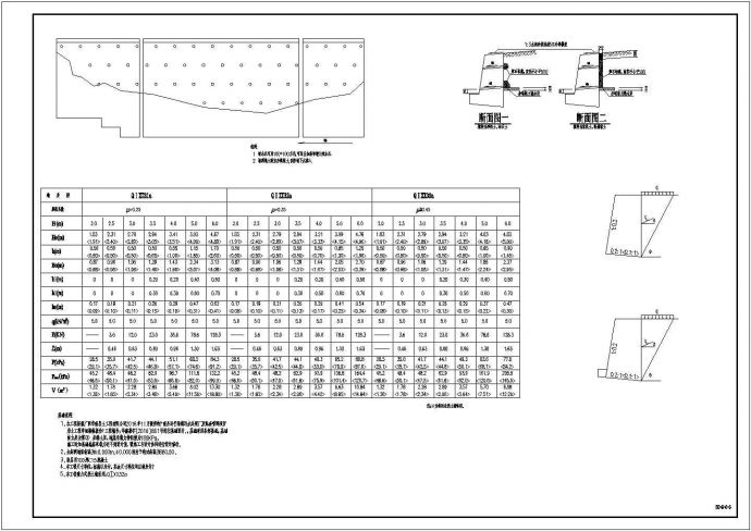 典型室外重力式挡土墙设计CAD施工大样图（含设计说明）_图1