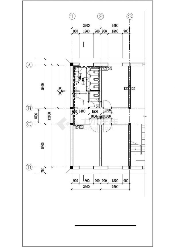 590平米3层框混结构办公楼全套给排水系统设计CAD图纸-图二