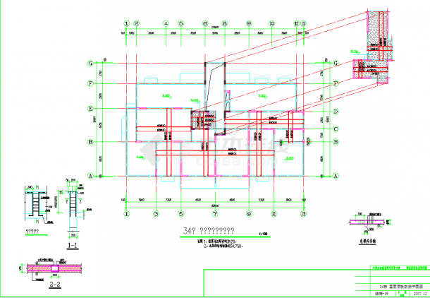 某地多层带阁楼剪力墙住宅楼结构施工CAD图纸-图一
