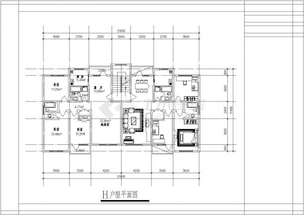 110至120平米住宅户型方案图【1梯2户共5种设计 2梯每梯2户1种设计 单独1户有2种设计 每户110至120平米之间】-图二