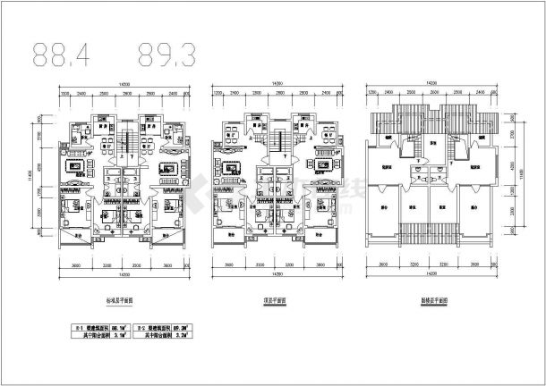 住宅平面户型全套CAD图集【71至155平米】-图一