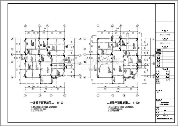 某三层异形柱框架结构别墅设计cad全套结构施工图（含设计说明）-图二