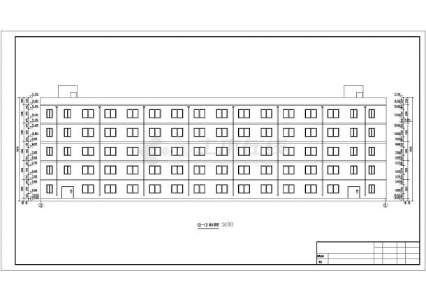 延安市某高等学院5200平米五层框架结构宿舍楼建筑结构设计CAD图纸-图一